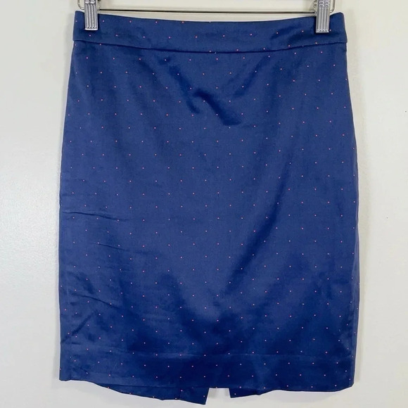 J.crew The Pencil Skirt Navy  Red Polka Dot - Picture 1 of 10